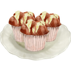 Watercolor Painting of Bolu Kukus Indonesian Food