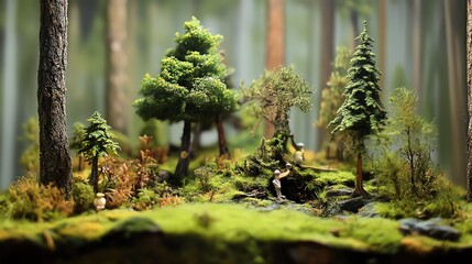 Miniature forest diorama