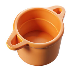 A bright orange cooking pot with two handles perfect for culinary creations isolated on transparent background