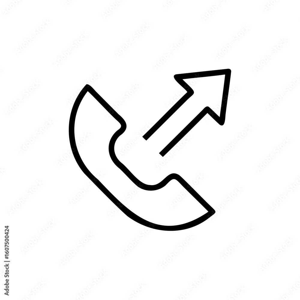 Poster outline a telephone receiver with an outgoing arrow call forward