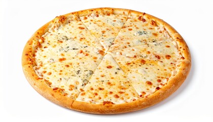 Four Cheese Pizza Slices Isolated on White Background