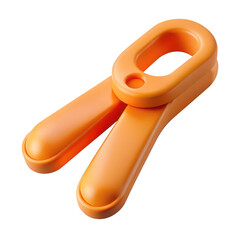 Bright orange nutcracker tool with ergonomic handles and smooth curves isolated on transparent background