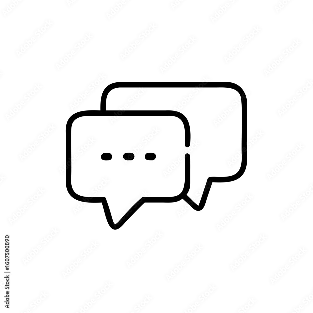 Poster outline chat bubbles with ellipses on speech message