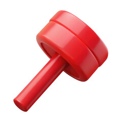 Shiny red game piece with a cylindrical handle for board games or tabletop adventures isolated on transparent background