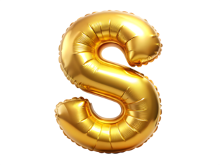    golden letter-s balloon isolated on white background PNG , AI GENERATED