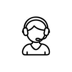 Outline icon a person wearing headphones microphone headset