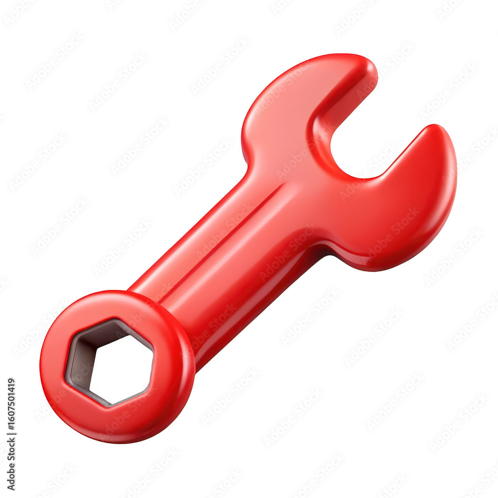 Poster a bright red combination wrench tool with a hexagonal opening isolated on transparent background