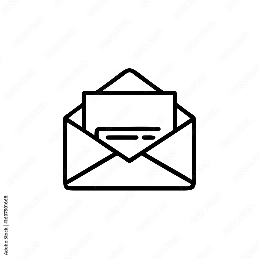 Poster outline icon an open envelope with a letter mail message