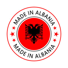 Albania Made in Stamp in circle with flag Vector template on white background
