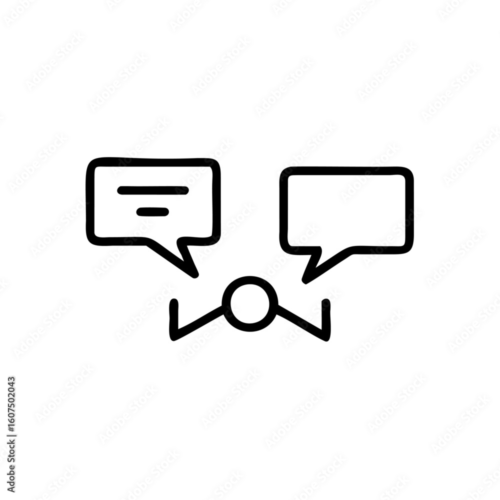 Poster outline icon two speech bubbles connecting lines communication talk