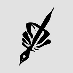 Handwriting Pen Vintage Black Icon Vector Graphic