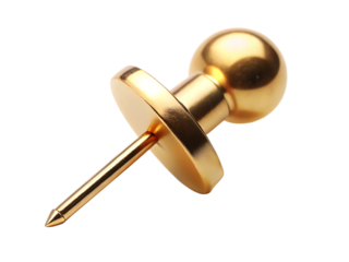  golden push pin isolated on white background PNG , AI GENERATED