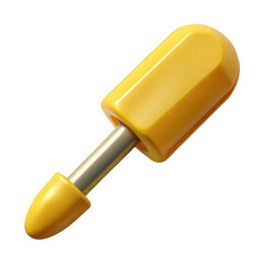 A bright yellow screwdriver with a metallic shaft and a rounded tip isolated on transparent background