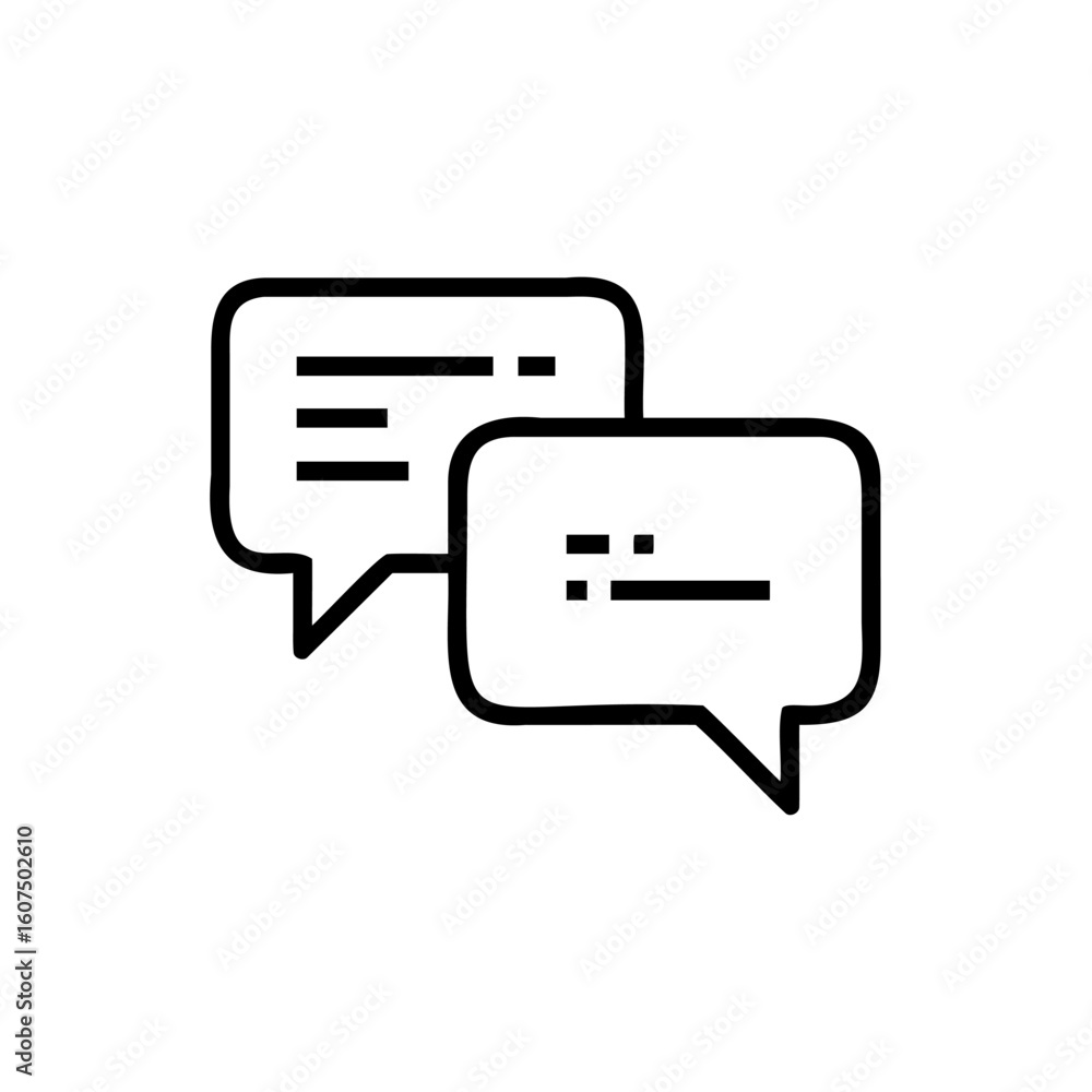 Poster outline speech bubble icons with text lines chat message