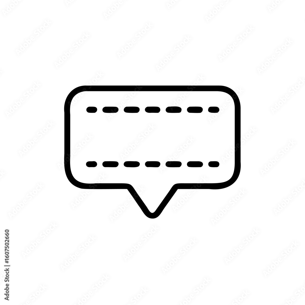 Poster outline speech bubble with dashed lines pointer message chat