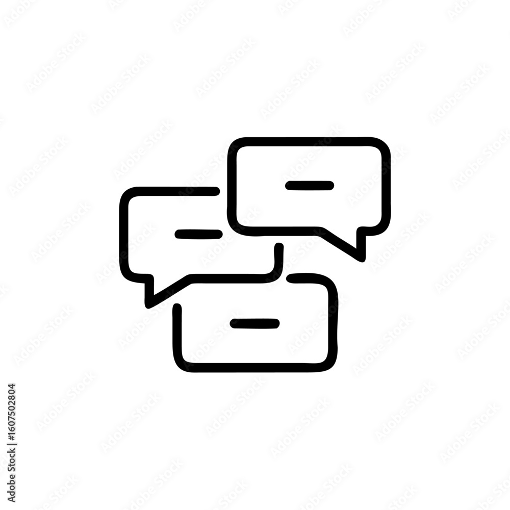 Poster outline three stacked message bubbles with horizontal lines chat communication
