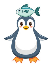 Adorable Penguin Balancing Fish On Its Head