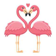 Two Flamingos Creating a Heart Shape Symbol