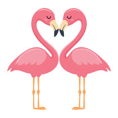 Loving Flamingo Couple Forming a Heart Shape
