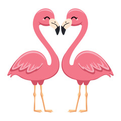 Romantic Pink Flamingo Couple Showing Affection