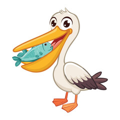 Happy Pelican With Freshly Caught Fish in Beak
