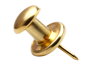  golden push pin isolated on white background PNG , AI GENERATED