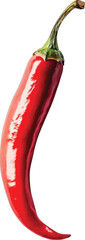 Vibrant red chili pepper with green stem food spice