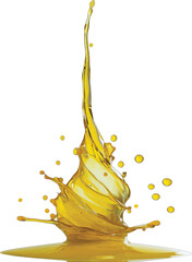 Vibrant yellow liquid splash with droplets fluid
