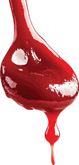 Viscous red sauce dripping from spoon vector
