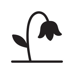 Wilted Flower Silhouette Icon Vector on White Background