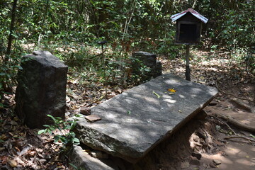 Stone Bench at Sri Bhodiraja Aranya Senasanaya, Hiriwadunna, Habarana, Sri Lanka.