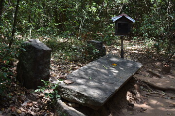 Stone Bench at Sri Bhodiraja Aranya Senasanaya, Hiriwadunna, Habarana, Sri Lanka.