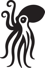 Negative space eye cuttlefish vector style, Ocean cephalopod in black and white