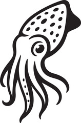 Cuttlefish with white background vector design, Marine life black silhouette style