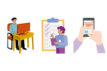 Modern Flat Design Illustration: Teamwork, Productivity, and Mobile Technology