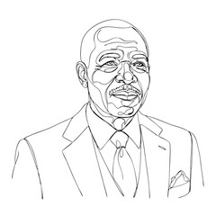 Portrait of an elegant man in a suit made with a single continuous line. Minimalist art style. Vector illustration for design, decor, print.