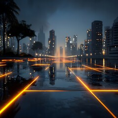 Neon city lights illuminate the bustling night traffic on Hong Kong's urban highways