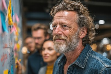 Group of professionals engaged in collaborative brainstorming session in modern office space during afternoon hours