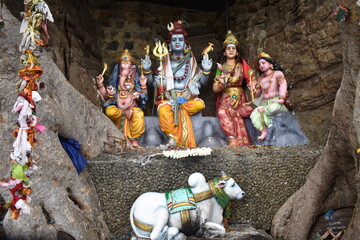 Statue of Lord Shiva, Parvati, Skandha Kumar, and Ganesha at the Koneswaram Temple (Thirukoneswaram...