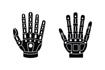 Set of robotic hand silhouette vector illustration