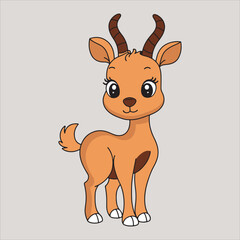 Sweet Baby Antelope Character Illustration Cute Safari Animal vactor for Nursery Wall Art, Children's Books & Educational Designs