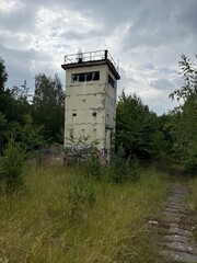 old abandoned watch tower in former east Germany 