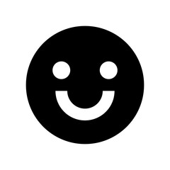 Happy face icon, solid fill smiling emoji for customer satisfaction