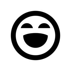 Laughing face icon, outline happy emoji for positive feedback