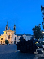 church at night in Warsaw 
