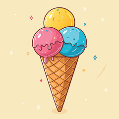 Ice cream logo clipart set. Colorful cone ice cream icon clip art in pictogram style vector illustration color pastel sweet dessert collection.	
