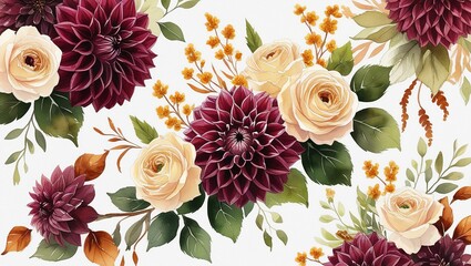 Timeless Floral Arrangement: A Beautiful Mix of Classic Dahlias and Roses in Warm, Earthy Tones

