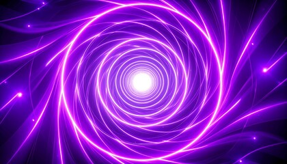 Abstract swirling vortex of vibrant purple and pink neon light