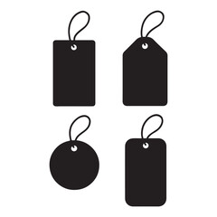 A vector set of blank retail price tags and sale labels with strings for business and shopping promotions
