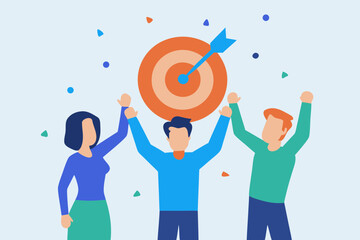 Team Celebration of Hitting the Target with Arrow in the Center